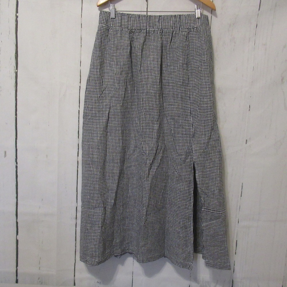 New Quince Skirt L 100% European Linen Gingham Maxi A Line Preppy Lagenlook
